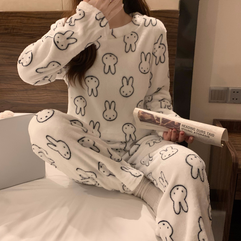 미피 토끼 래빗 여성 극세사 수면잠옷 상하의세트 &amp; 원피스